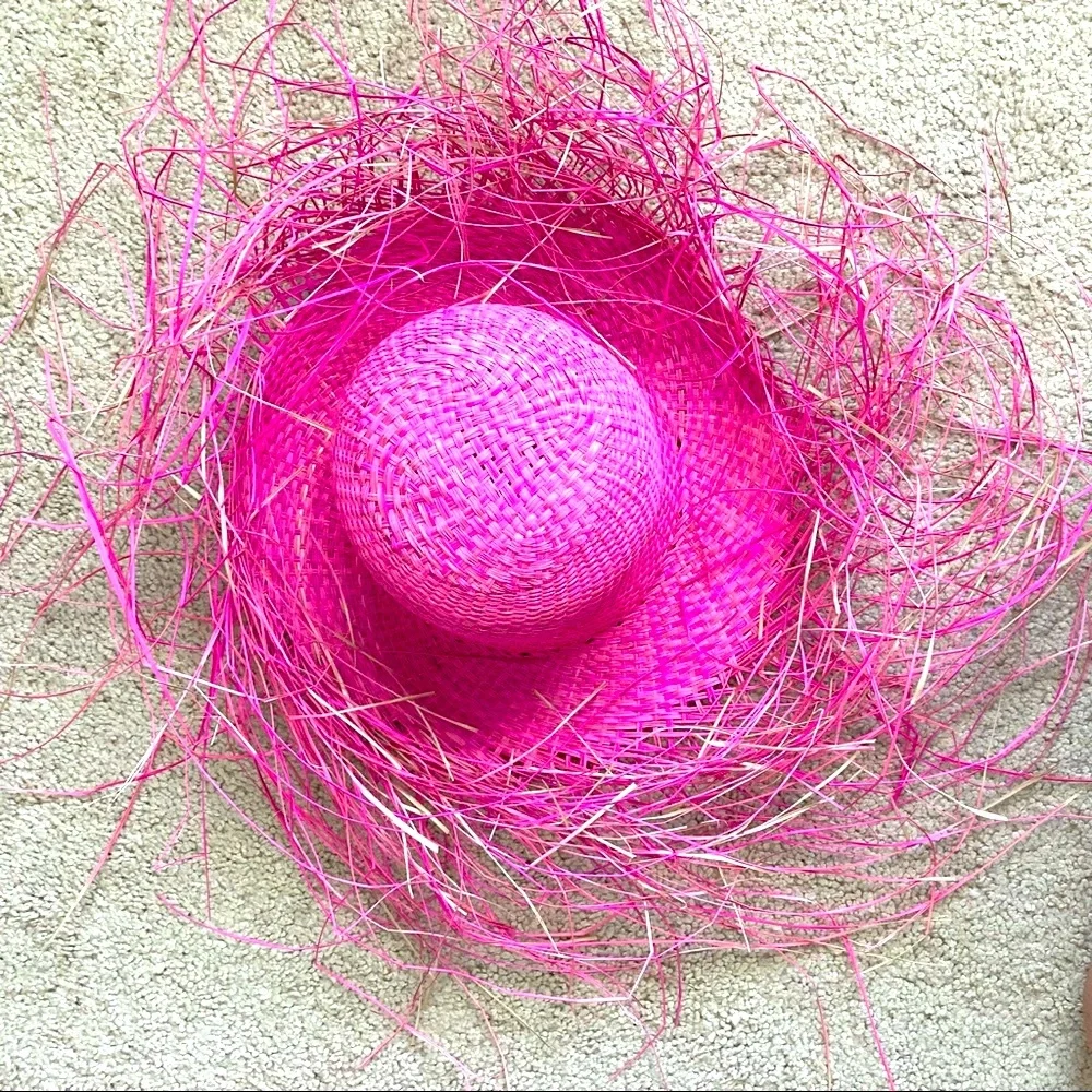 Summer Beach Pool Hot Pink Straw Hat